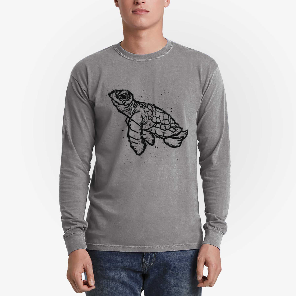 Baby Sea Turtle - Men&#39;s Heavyweight 100% Cotton Long Sleeve