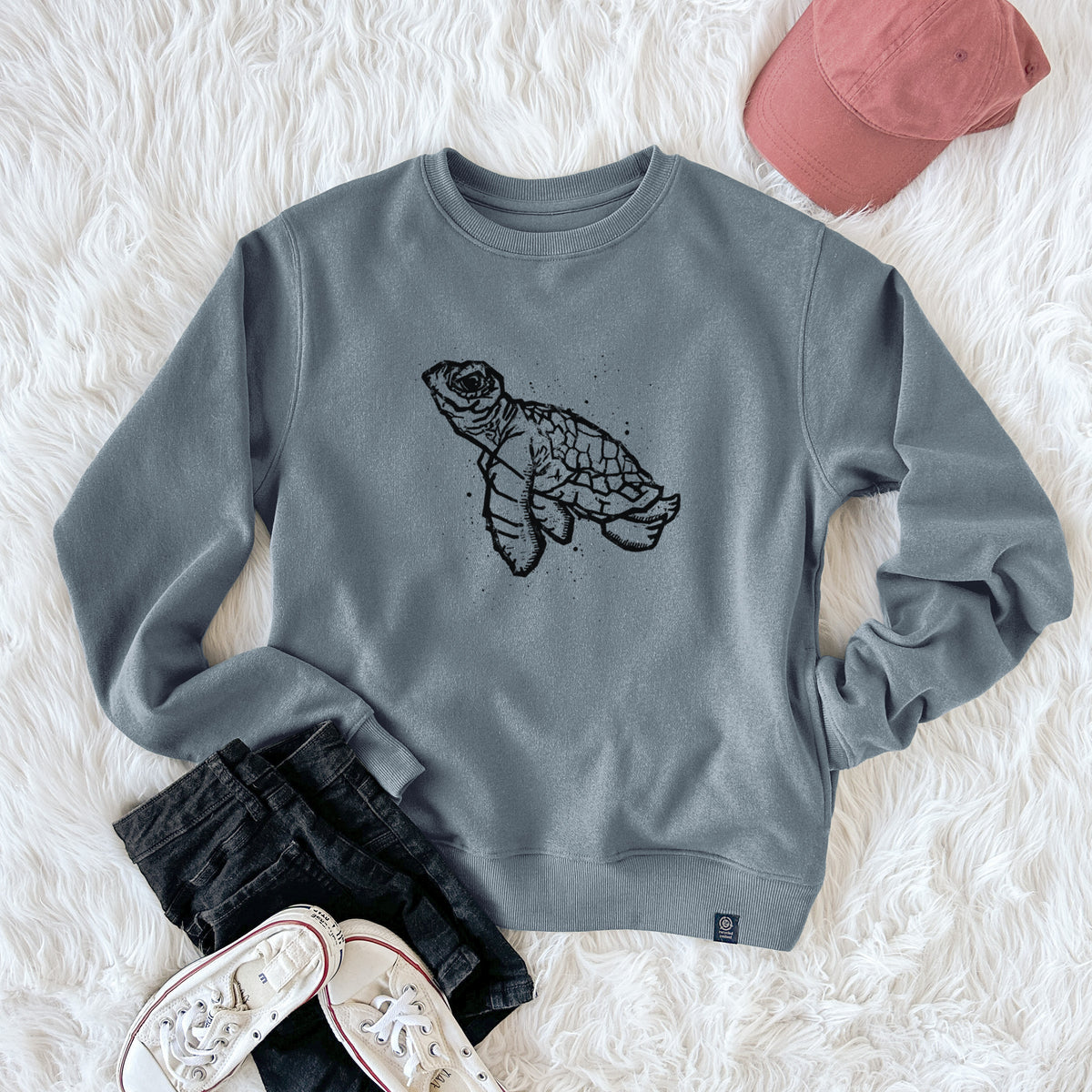 Baby Sea Turtle  - Unisex Reclaimed Crewneck Sweatshirt