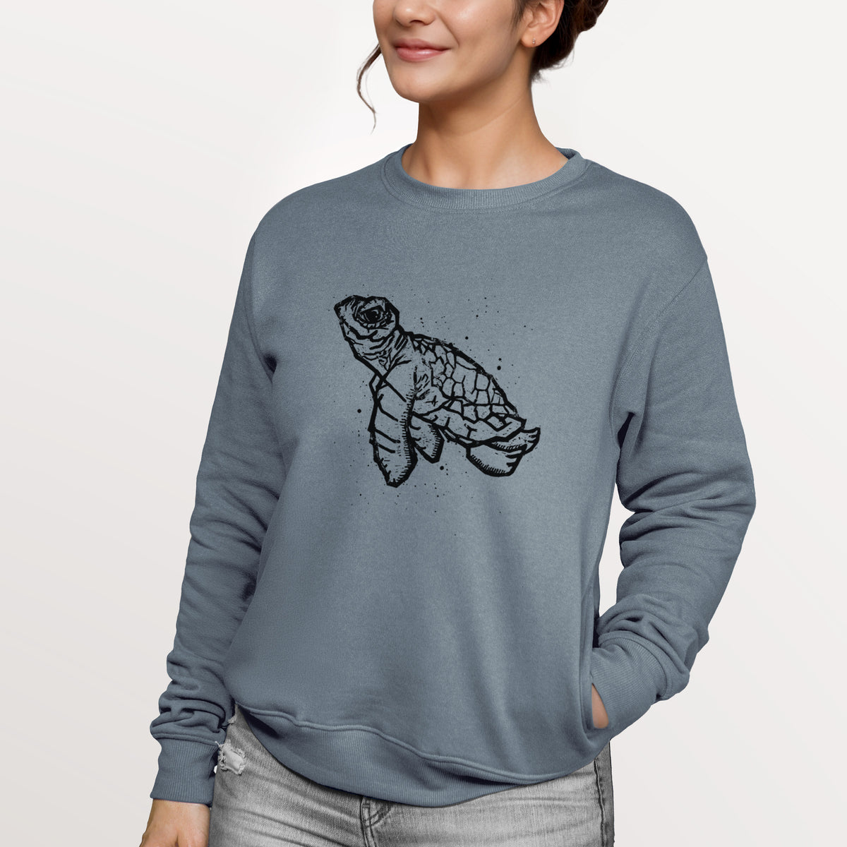 Baby Sea Turtle  - Unisex Reclaimed Crewneck Sweatshirt