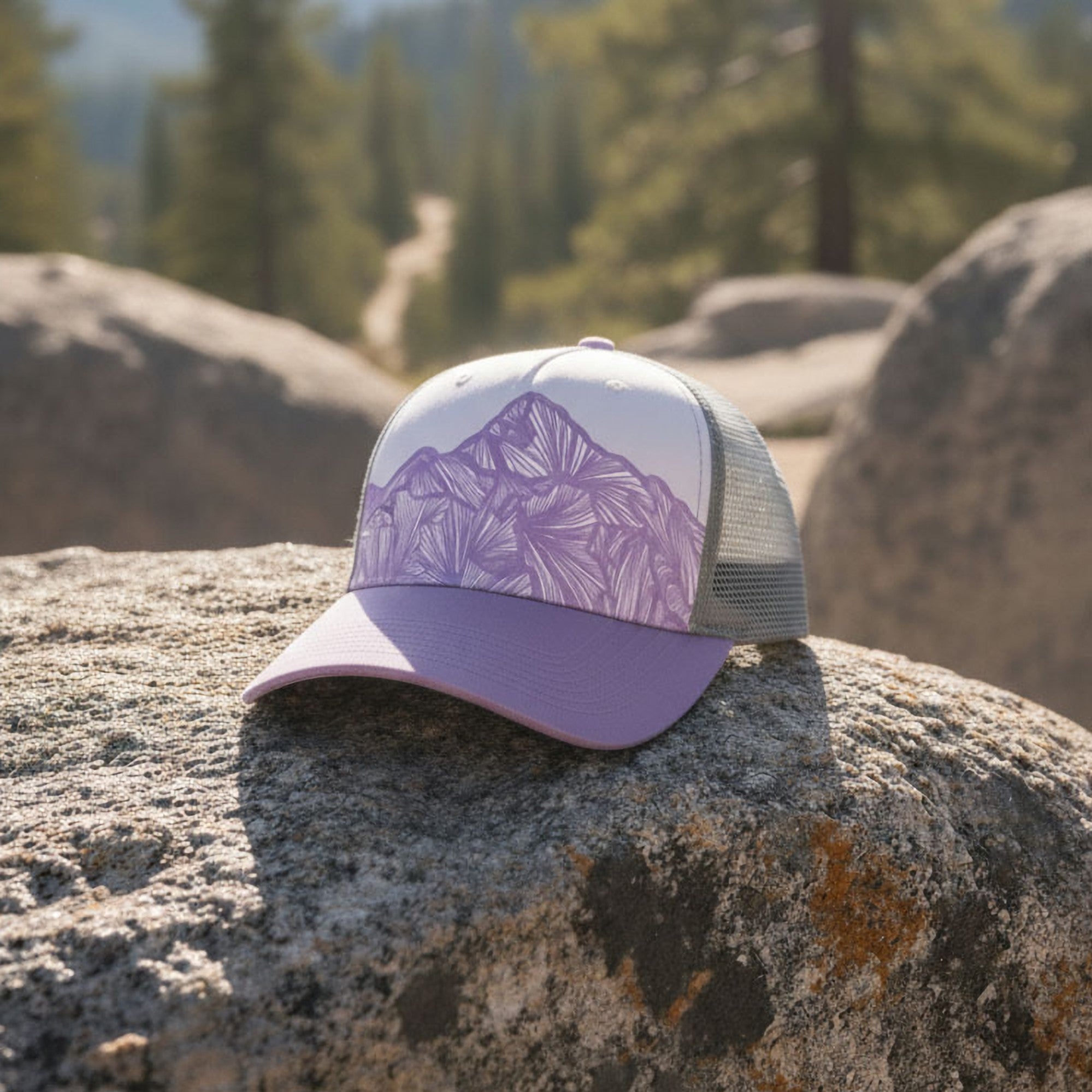 CLOSEOUT - Lavender Ranges - Printed Locale Trucker Hat