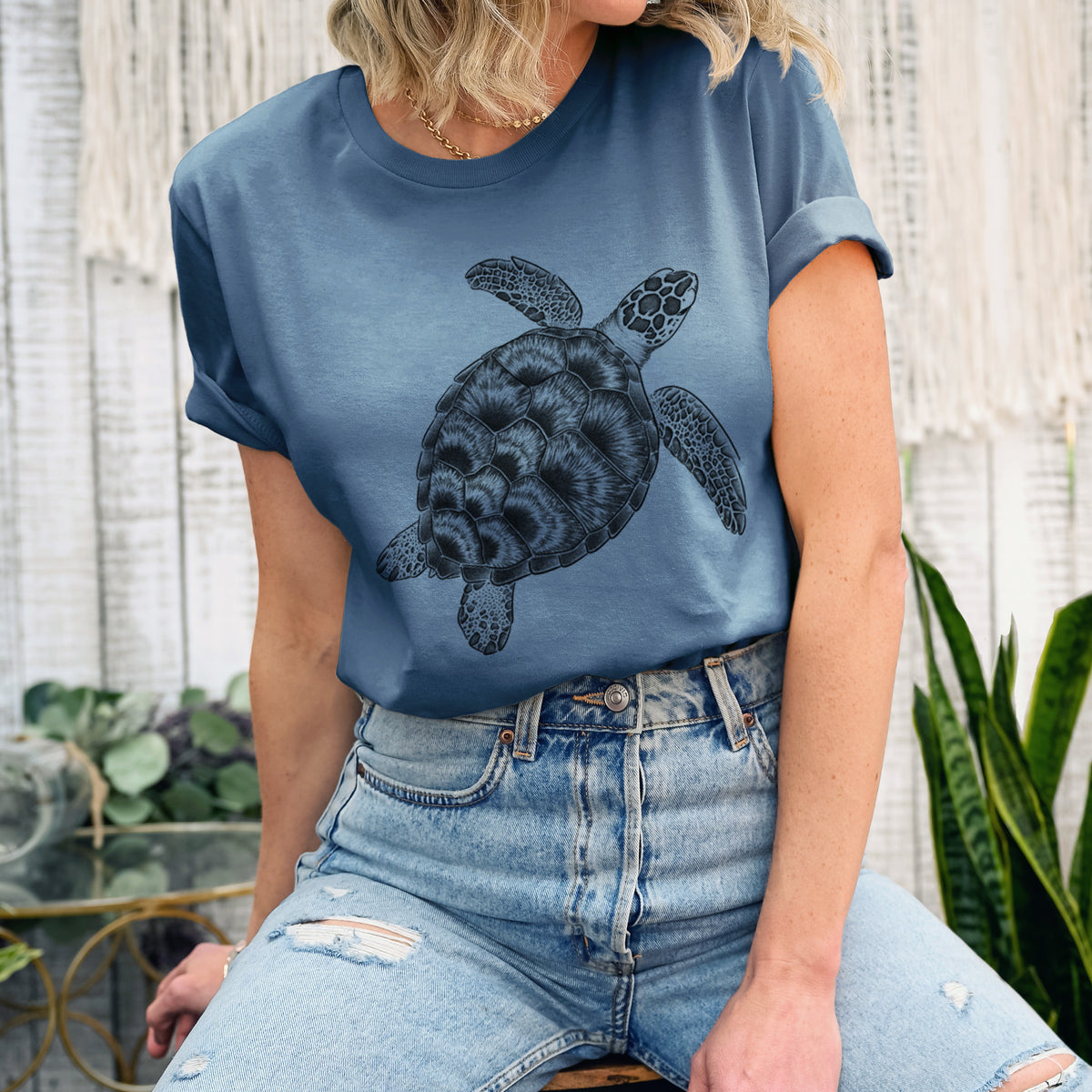 Loggerhead Sea Turtle - Caretta caretta - Lightweight 100% Cotton Unisex Crewneck
