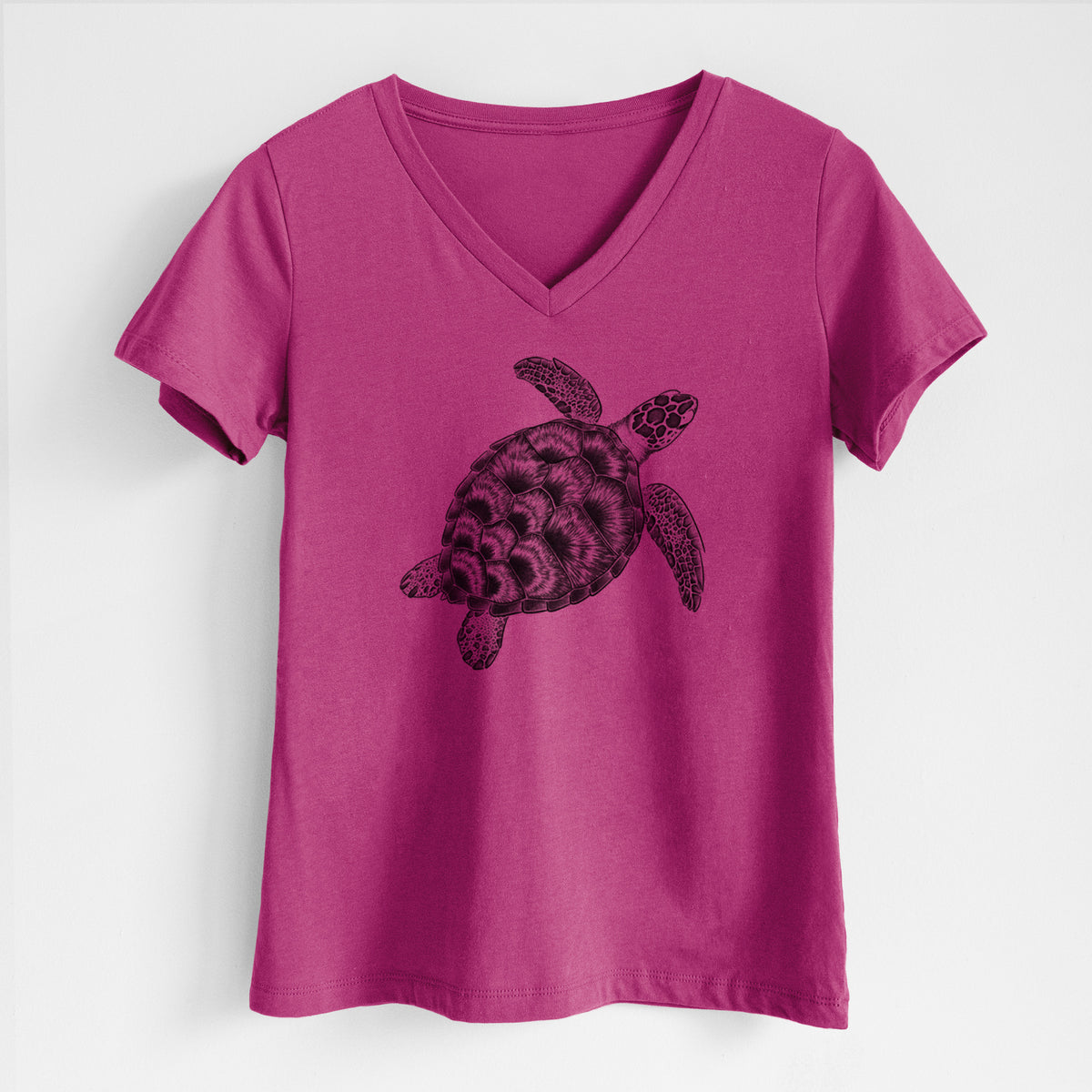 Loggerhead Sea Turtle - Caretta caretta - Women's Lightweight Relaxed Fit 100% Cotton V-neck