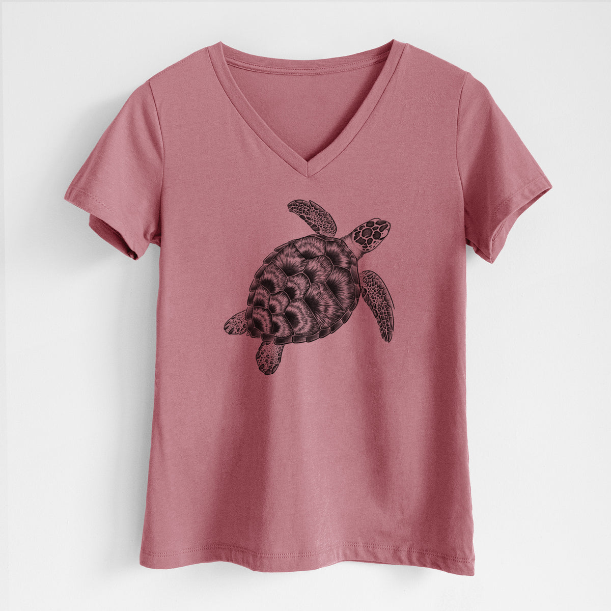 Loggerhead Sea Turtle - Caretta caretta - Women's Lightweight Relaxed Fit 100% Cotton V-neck