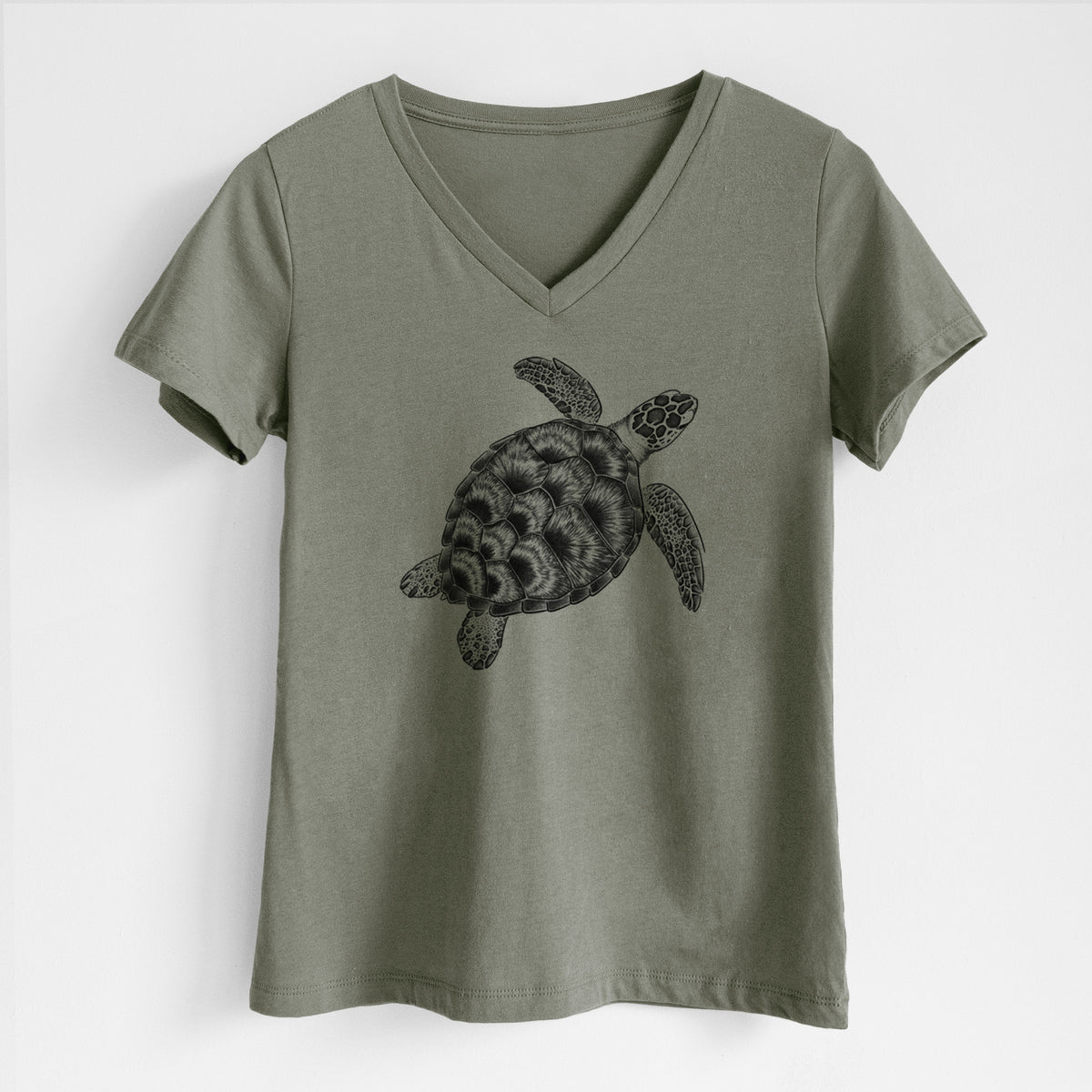 Loggerhead Sea Turtle - Caretta caretta - Women's Lightweight Relaxed Fit 100% Cotton V-neck