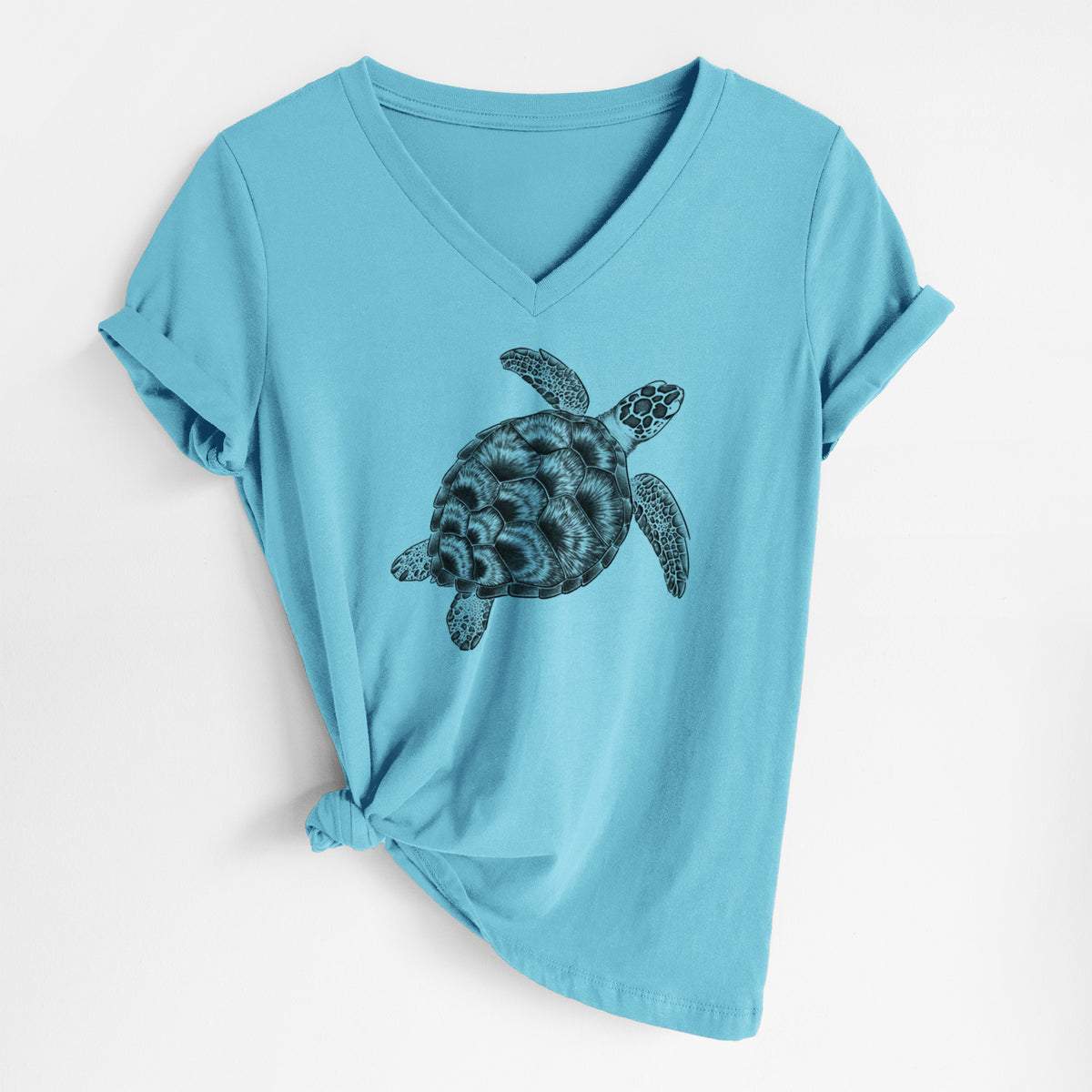 Loggerhead Sea Turtle - Caretta caretta - Women's Lightweight Relaxed Fit 100% Cotton V-neck
