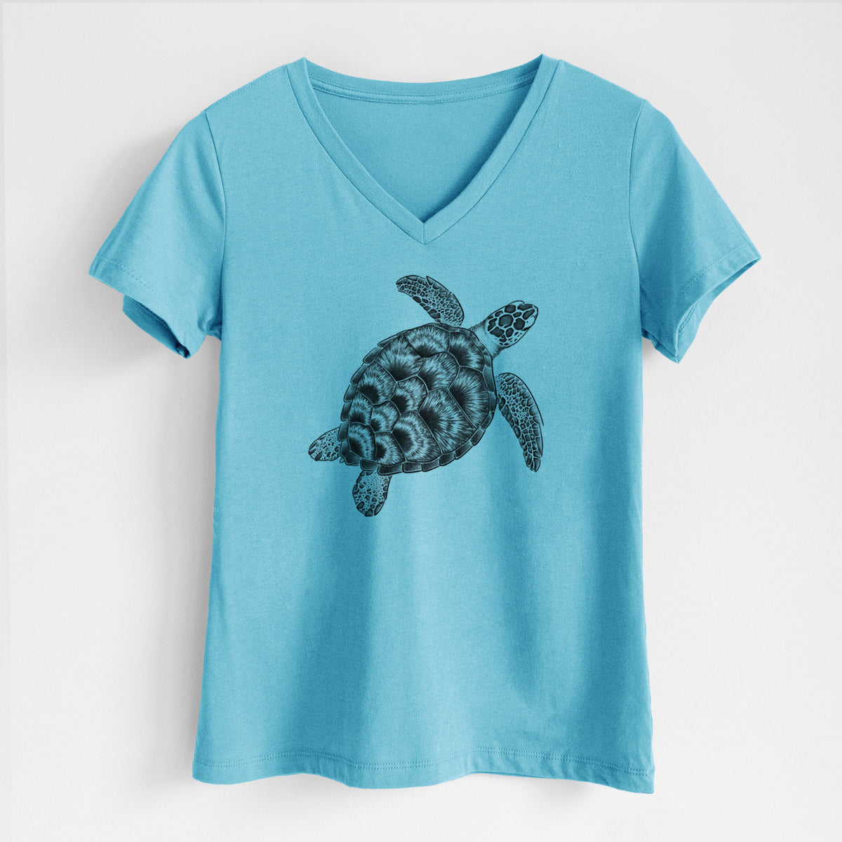 Loggerhead Sea Turtle - Caretta caretta - Women's Lightweight Relaxed Fit 100% Cotton V-neck