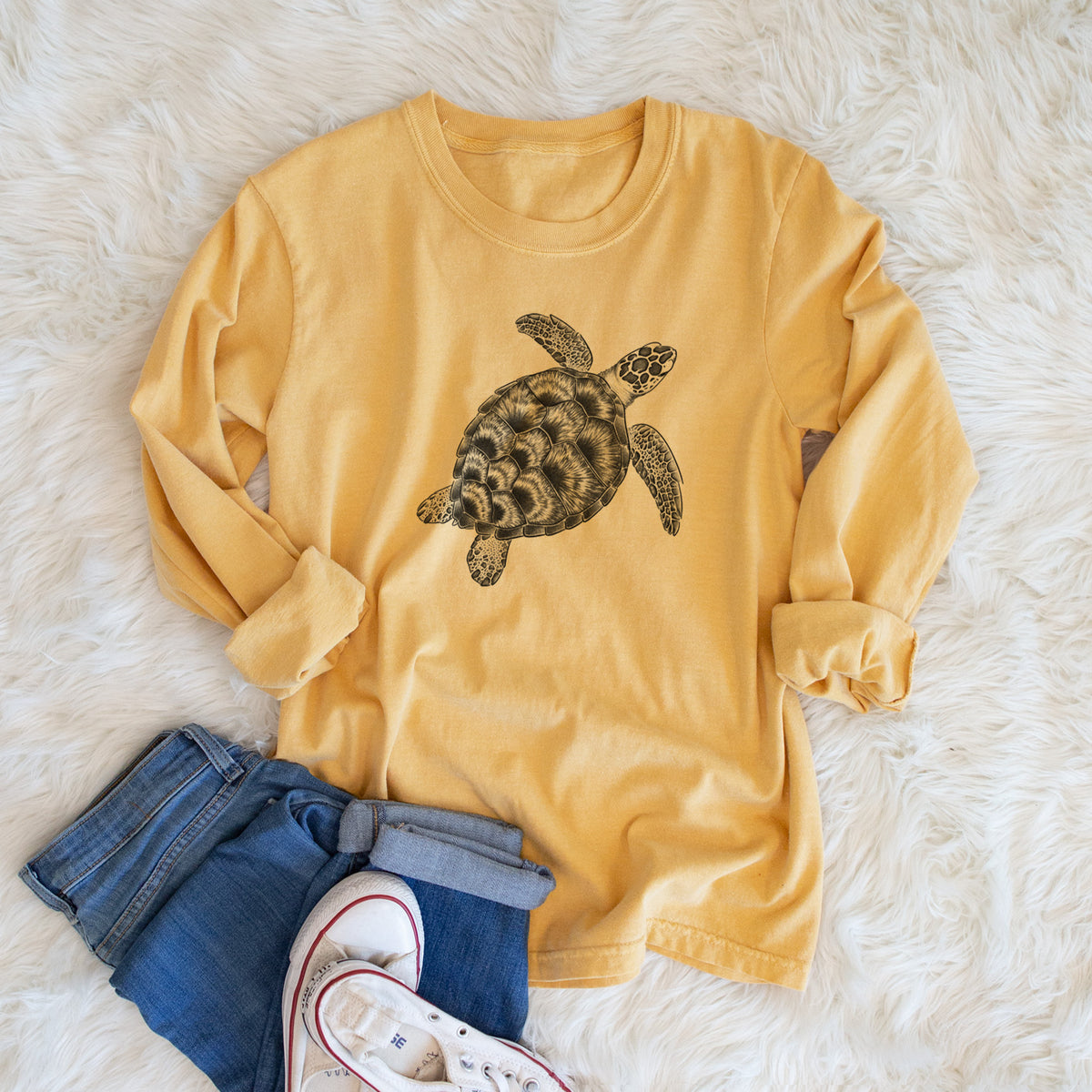 Loggerhead Sea Turtle - Caretta caretta - Unisex Comfort Colors 100% Cotton Long Sleeve
