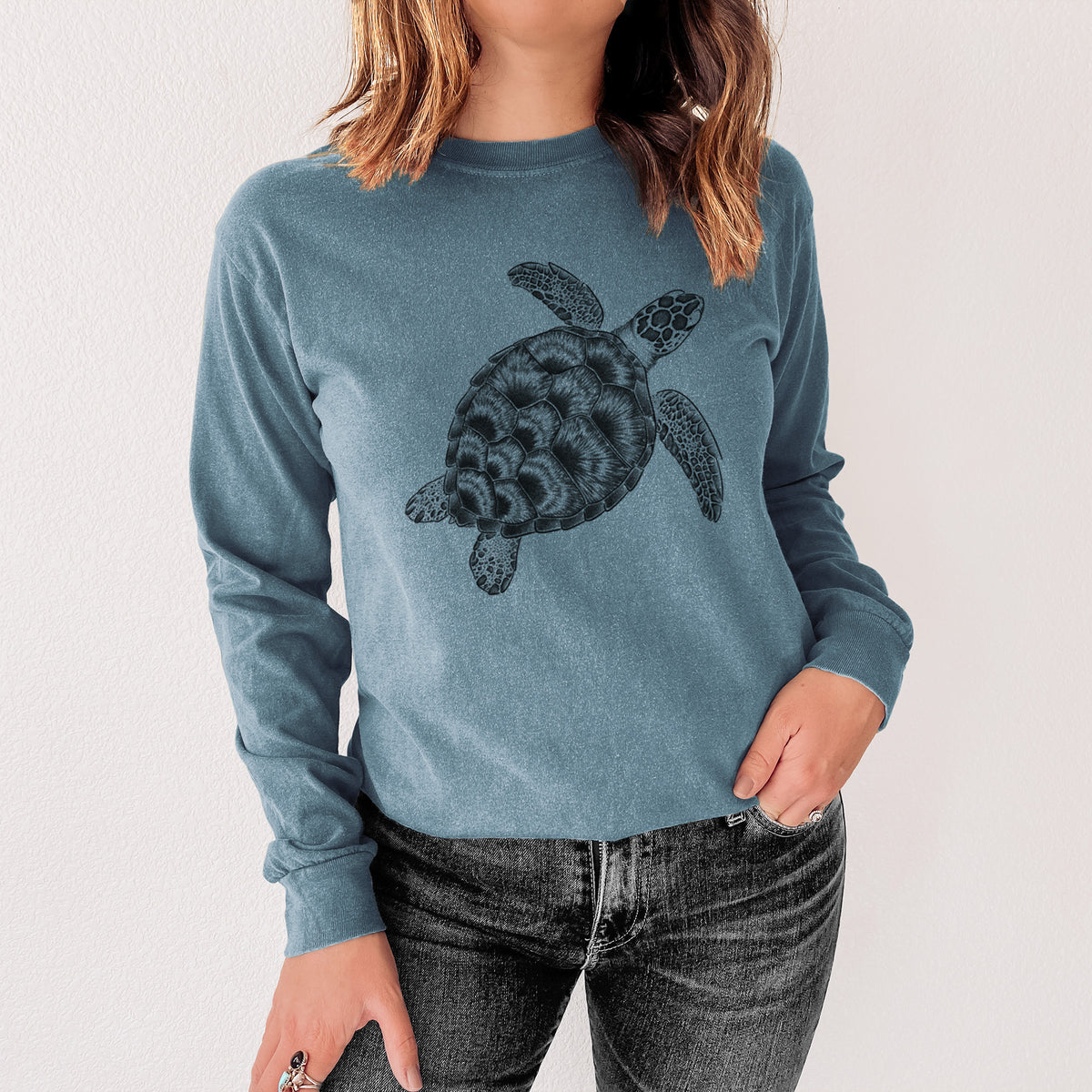 Loggerhead Sea Turtle - Caretta caretta - Unisex Comfort Colors 100% Cotton Long Sleeve