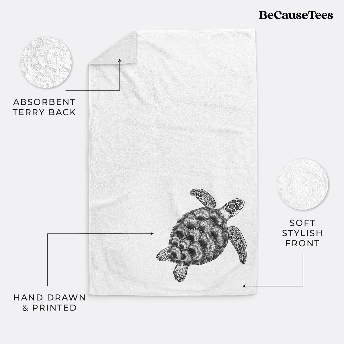 Loggerhead Sea Turtle - Caretta caretta Premium Decorative Hand Towel
