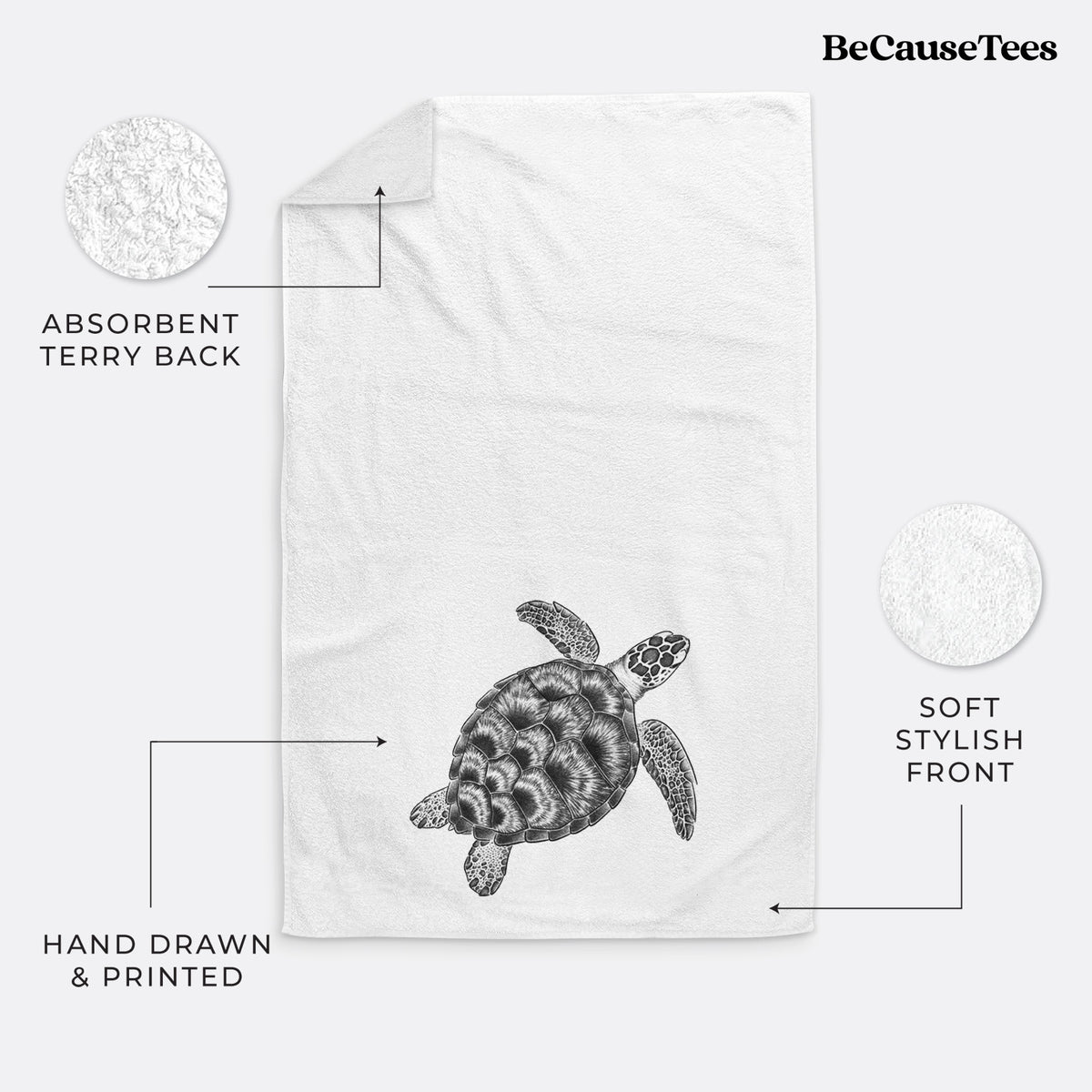 Loggerhead Sea Turtle - Caretta caretta Premium Decorative Hand Towel