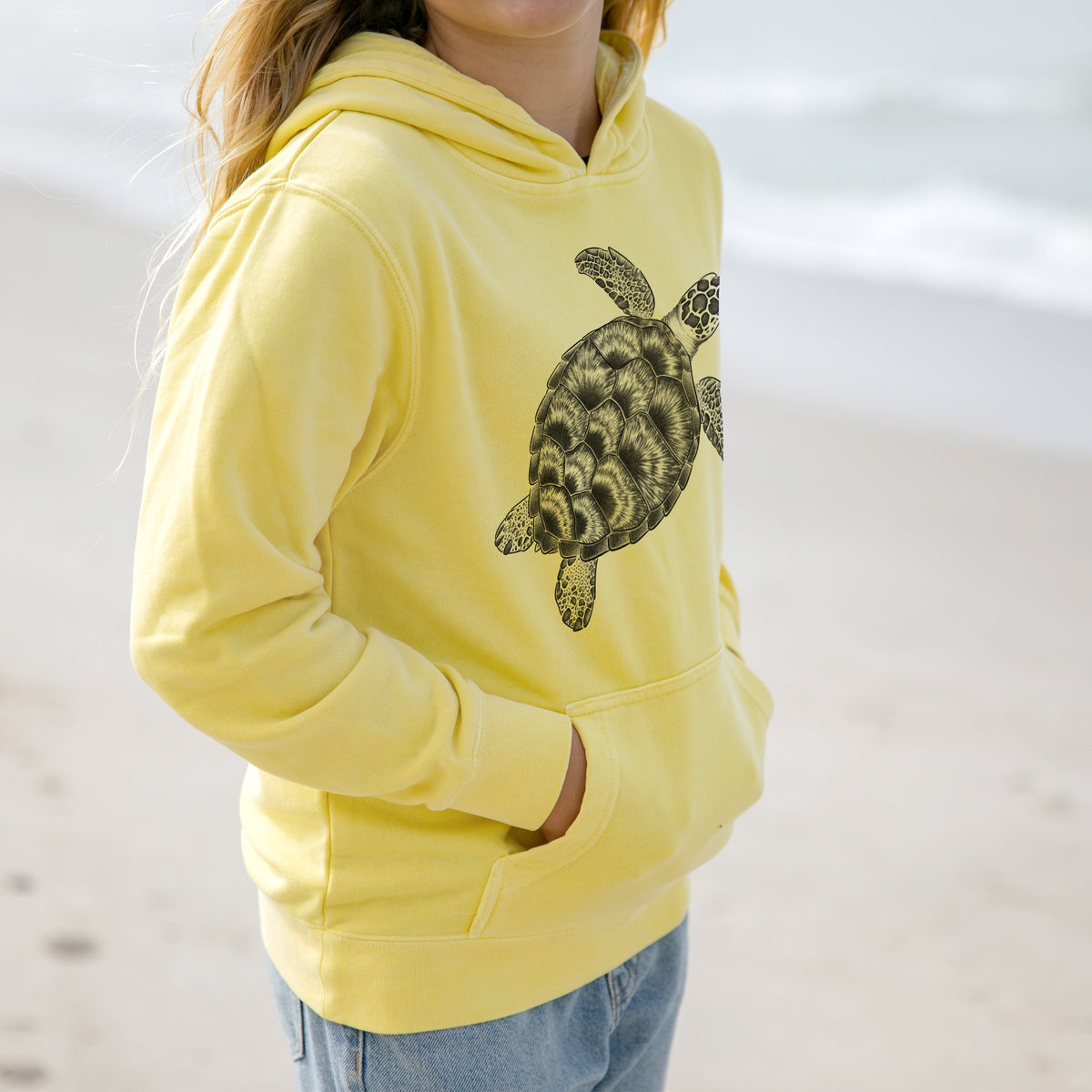 Loggerhead Sea Turtle - Caretta caretta - Youth Pigment Dyed Hoodie