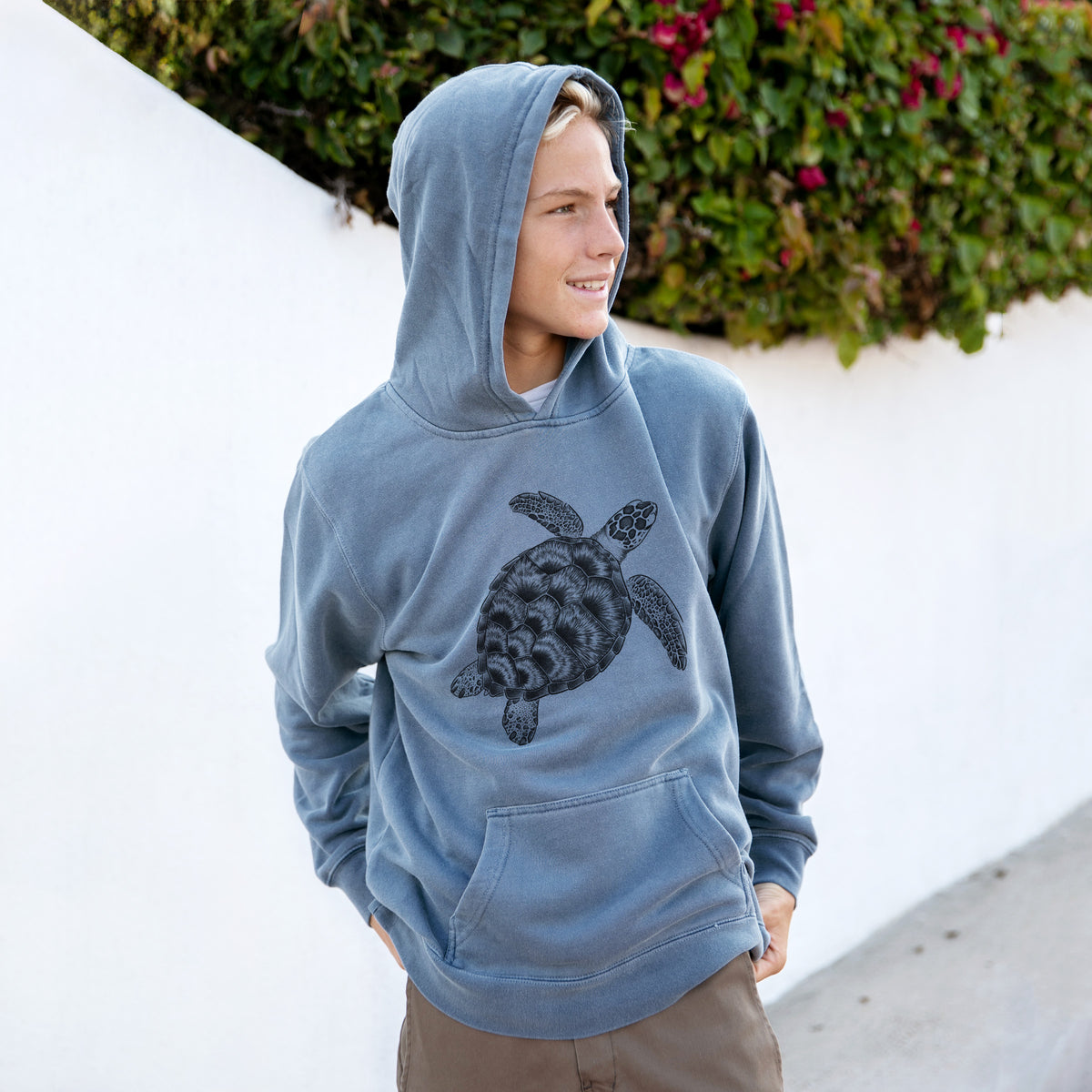 Loggerhead Sea Turtle - Caretta caretta - Youth Pigment Dyed Hoodie