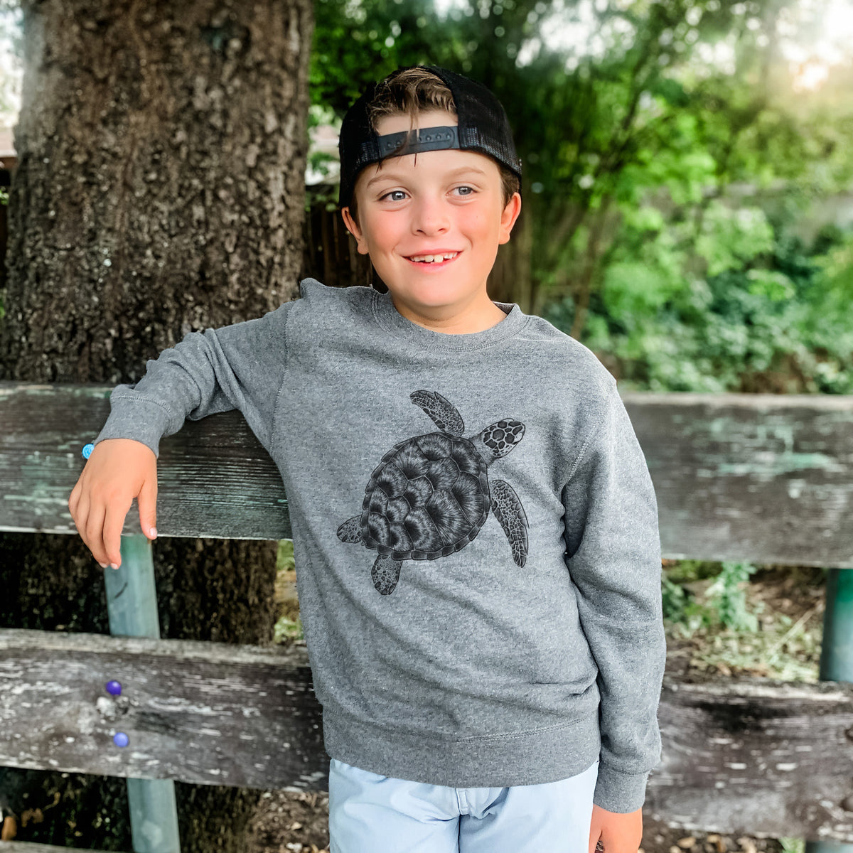 Loggerhead Sea Turtle - Caretta caretta - Youth Lightweight Crewneck Sweatshirt