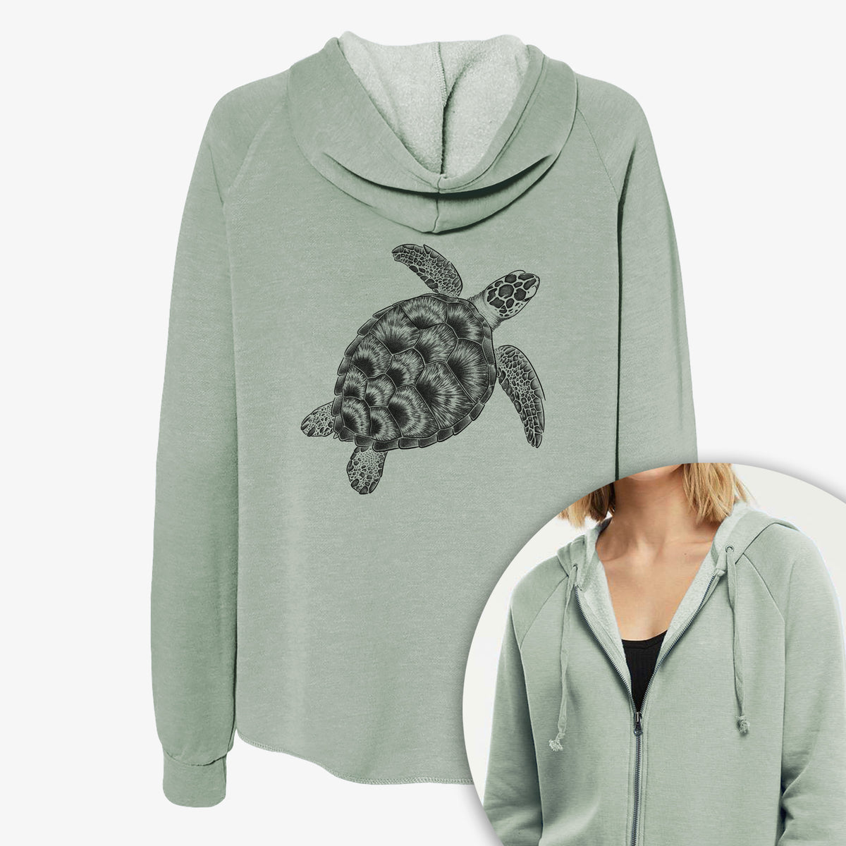Loggerhead Sea Turtle - Caretta caretta - Women's Cali Wave Zip-Up Sweatshirt