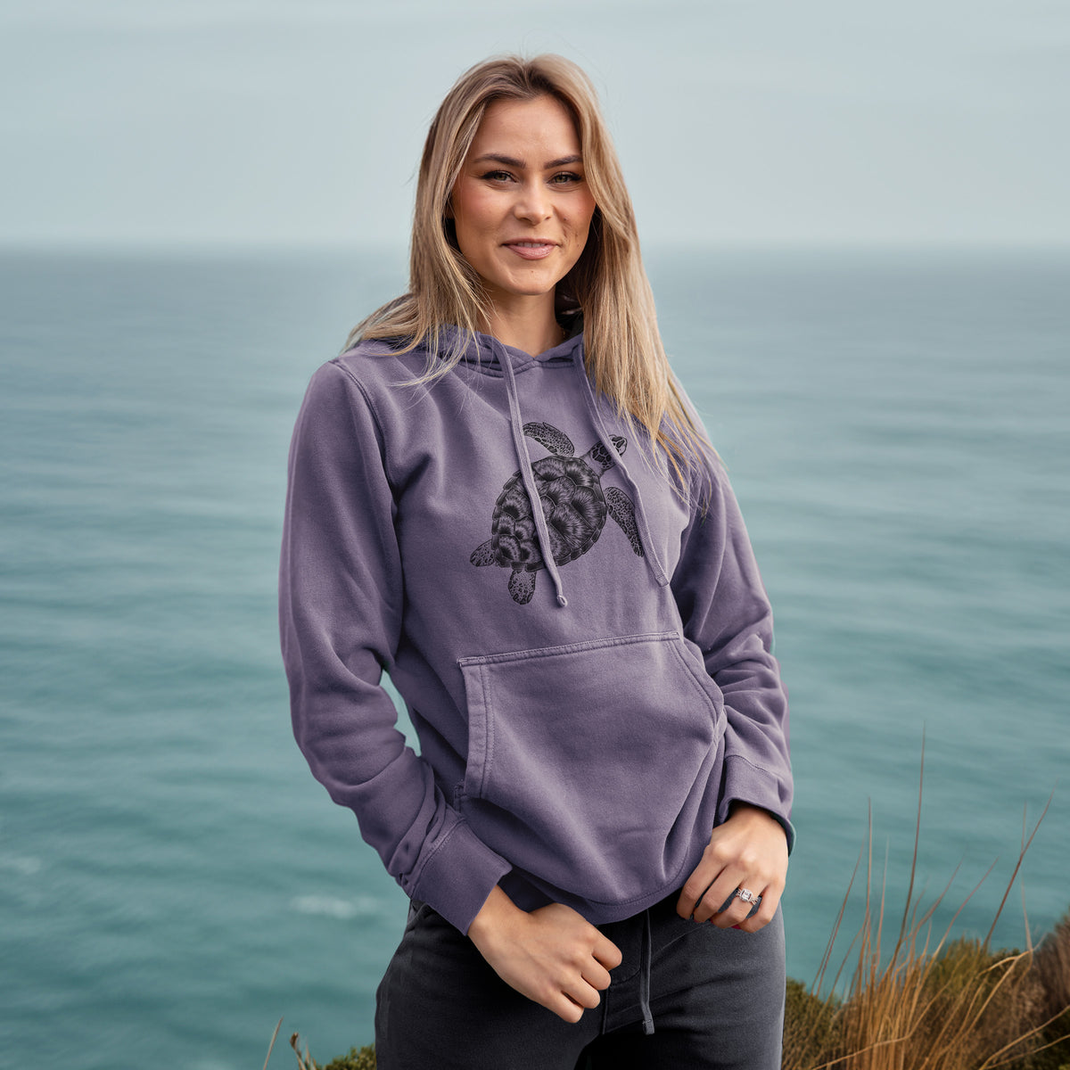 Loggerhead Sea Turtle - Caretta caretta - Unisex Pigment Dyed Hoodie