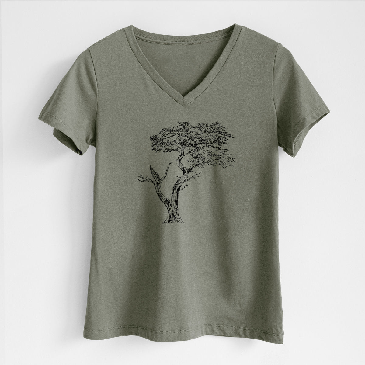 The Lone Cypress - Cupressus Macrocarpa - Monterey Cypress - Women&#39;s Lightweight Relaxed Fit 100% Cotton V-neck