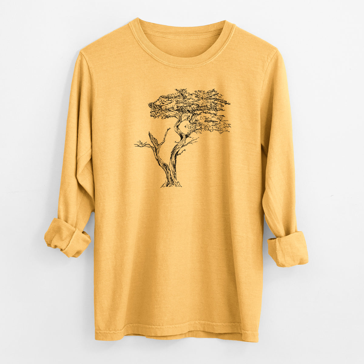 The Lone Cypress - Cupressus Macrocarpa - Monterey Cypress - Men&#39;s Heavyweight 100% Cotton Long Sleeve