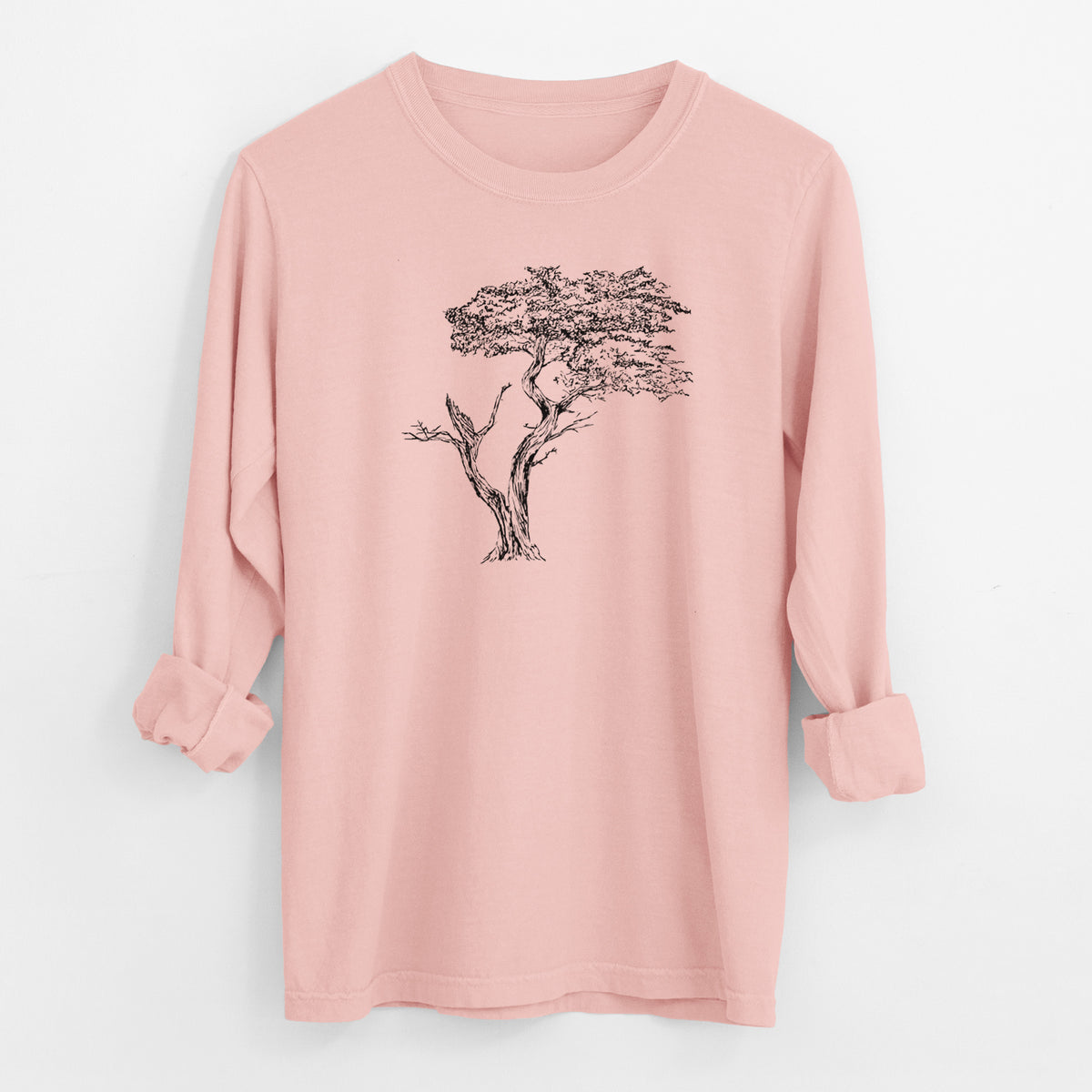 The Lone Cypress - Cupressus Macrocarpa - Monterey Cypress - Men&#39;s Heavyweight 100% Cotton Long Sleeve