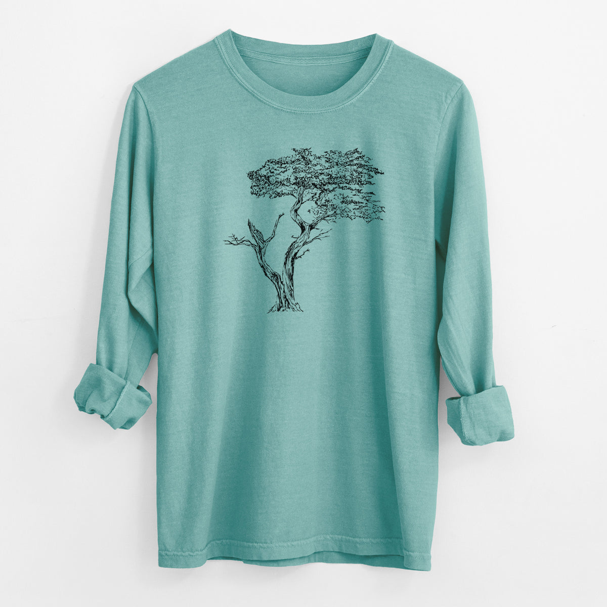 The Lone Cypress - Cupressus Macrocarpa - Monterey Cypress - Men&#39;s Heavyweight 100% Cotton Long Sleeve