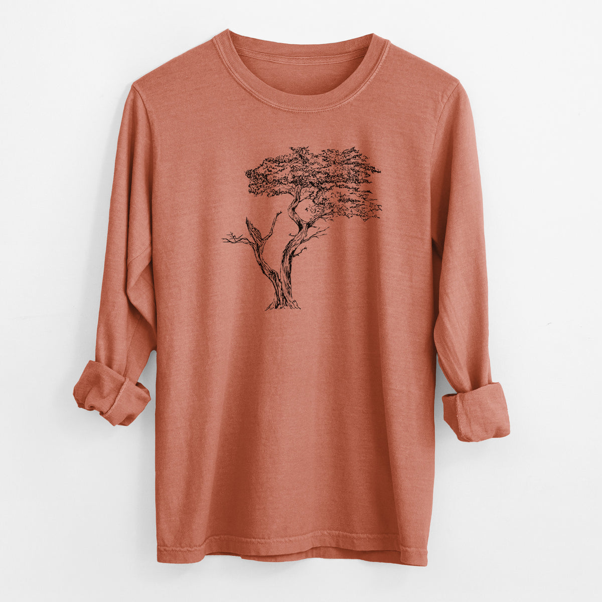 The Lone Cypress - Cupressus Macrocarpa - Monterey Cypress - Men&#39;s Heavyweight 100% Cotton Long Sleeve