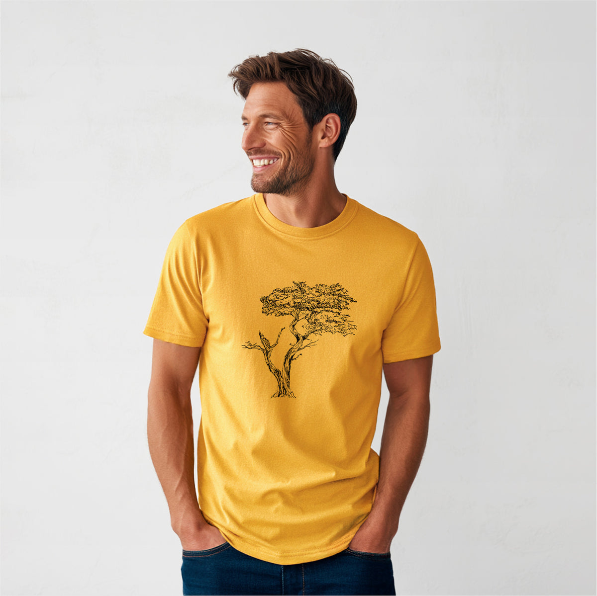 The Lone Cypress - Cupressus Macrocarpa - Monterey Cypress - Heavyweight Men&#39;s 100% Organic Cotton Tee