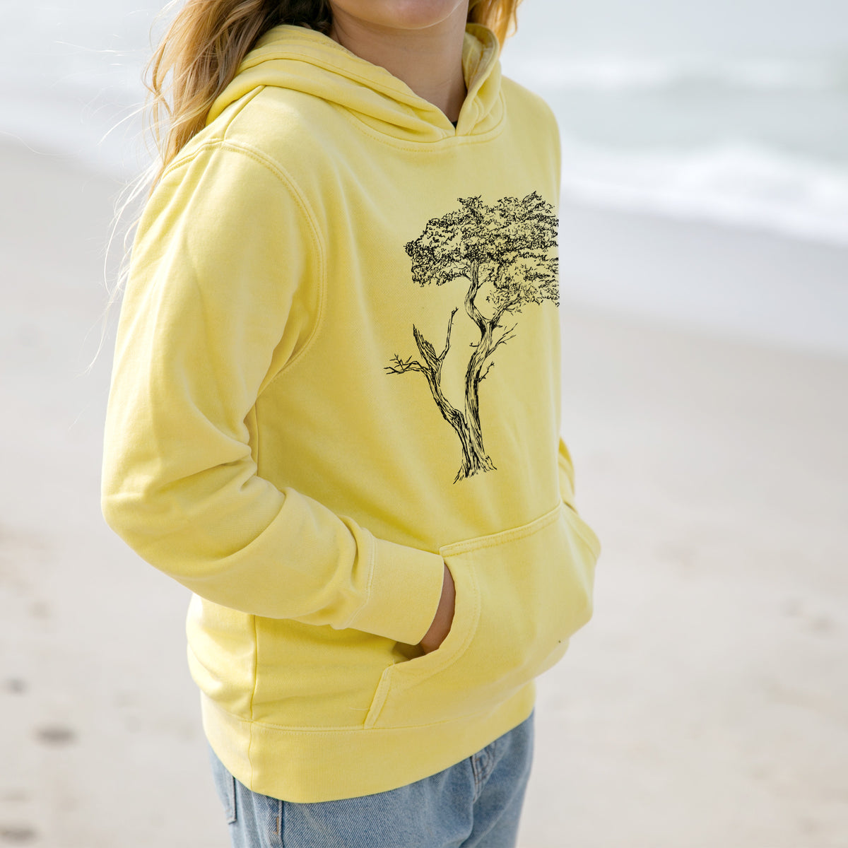 The Lone Cypress - Cupressus Macrocarpa - Monterey Cypress - Youth Pigment Dyed Hoodie