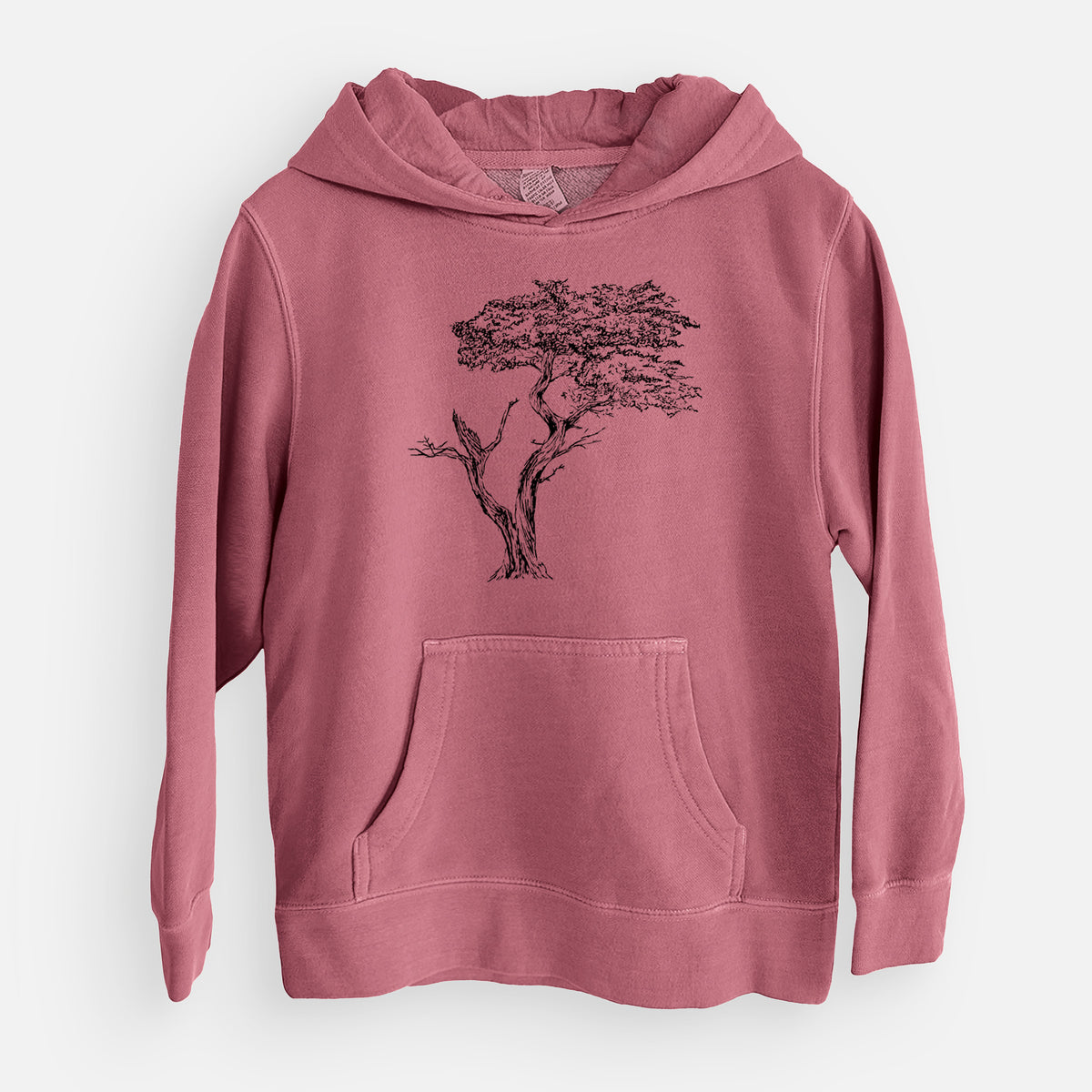The Lone Cypress - Cupressus Macrocarpa - Monterey Cypress - Youth Pigment Dyed Hoodie
