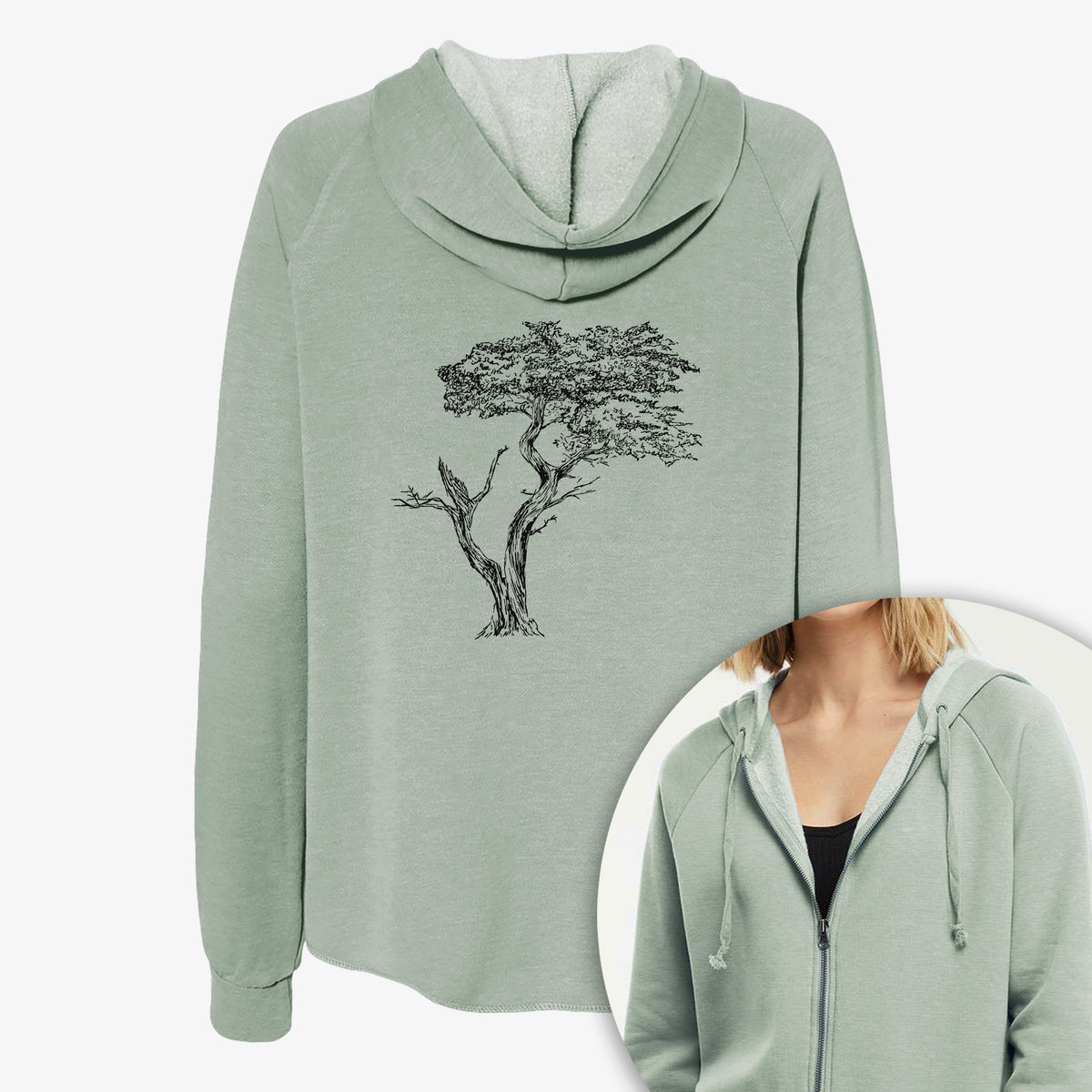 The Lone Cypress - Cupressus Macrocarpa - Monterey Cypress - Women's Cali Wave Zip-Up Sweatshirt