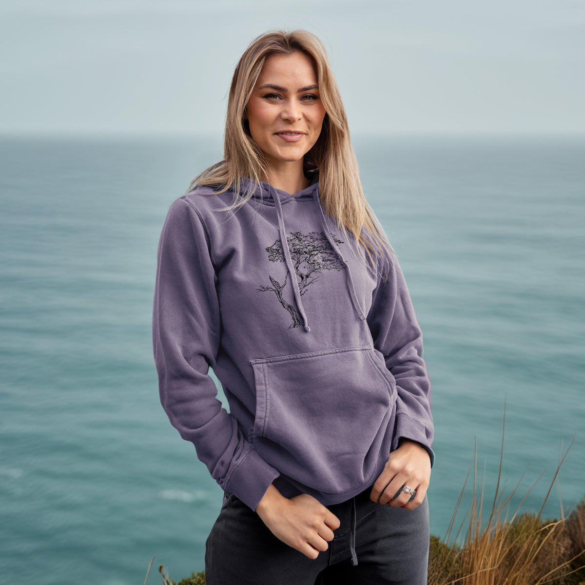 The Lone Cypress - Cupressus Macrocarpa - Monterey Cypress - Unisex Pigment Dyed Hoodie