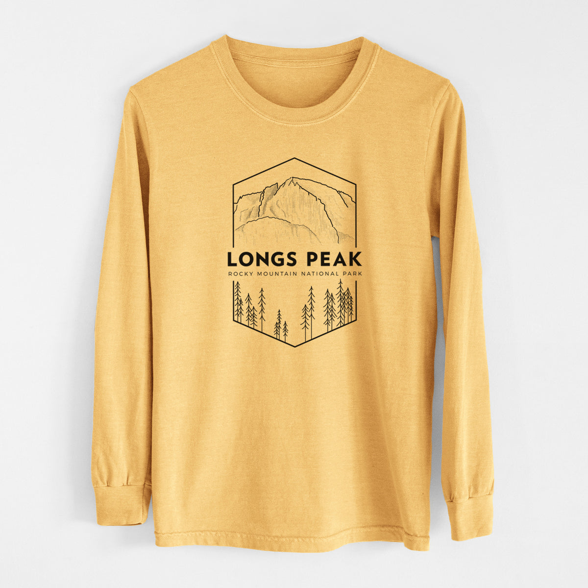 Longs Peak - Rocky Mountain National Park - Men&#39;s Heavyweight 100% Cotton Long Sleeve