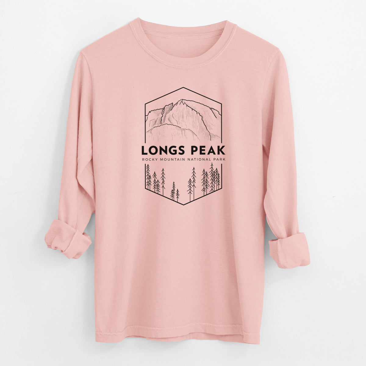 Longs Peak - Rocky Mountain National Park - Men&#39;s Heavyweight 100% Cotton Long Sleeve