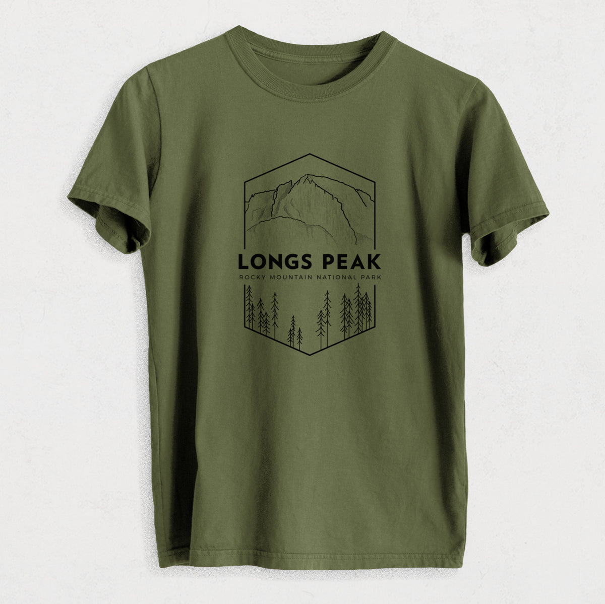 Longs Peak - Rocky Mountain National Park - Heavyweight Men&#39;s 100% Organic Cotton Tee