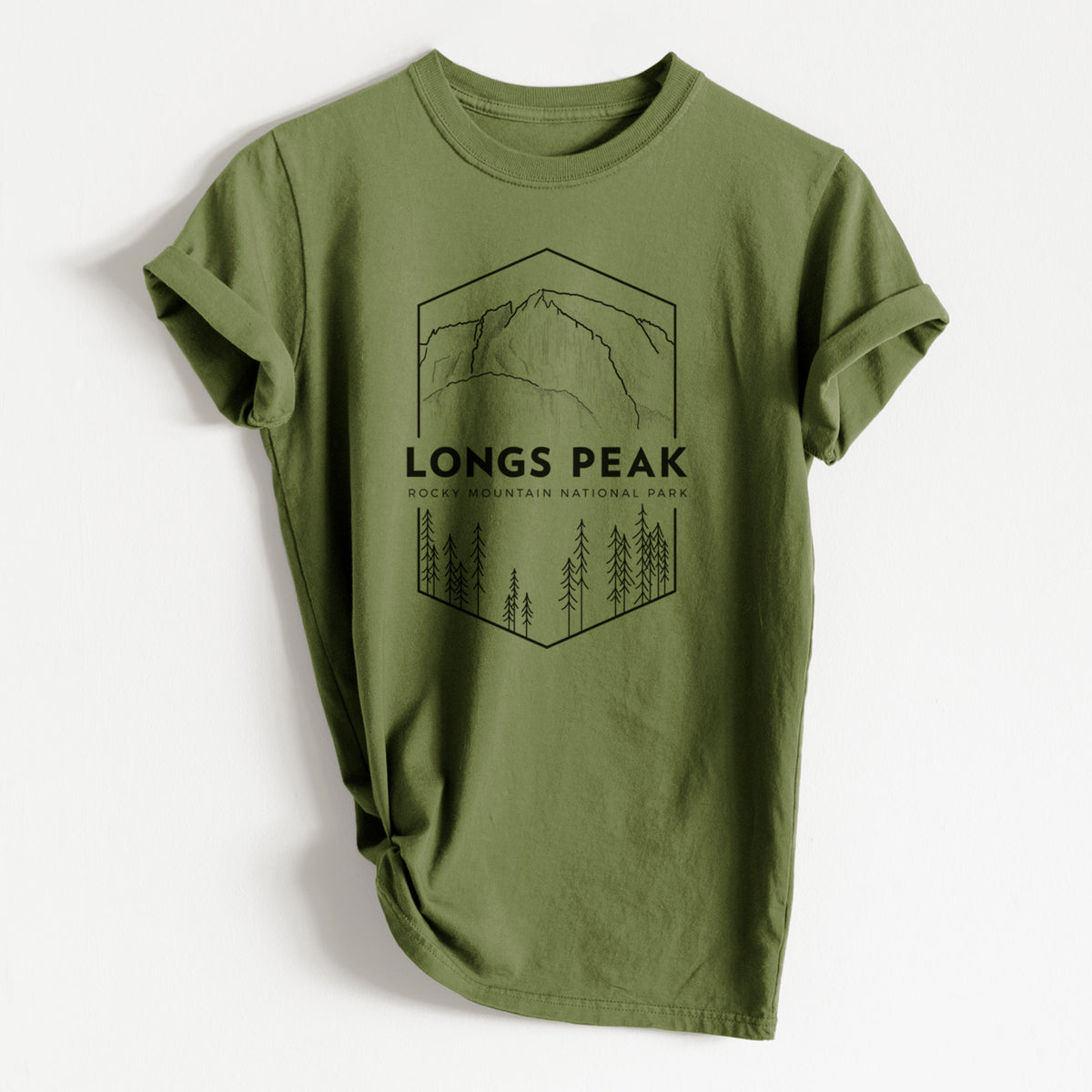 Longs Peak - Rocky Mountain National Park - Heavyweight Men&#39;s 100% Organic Cotton Tee