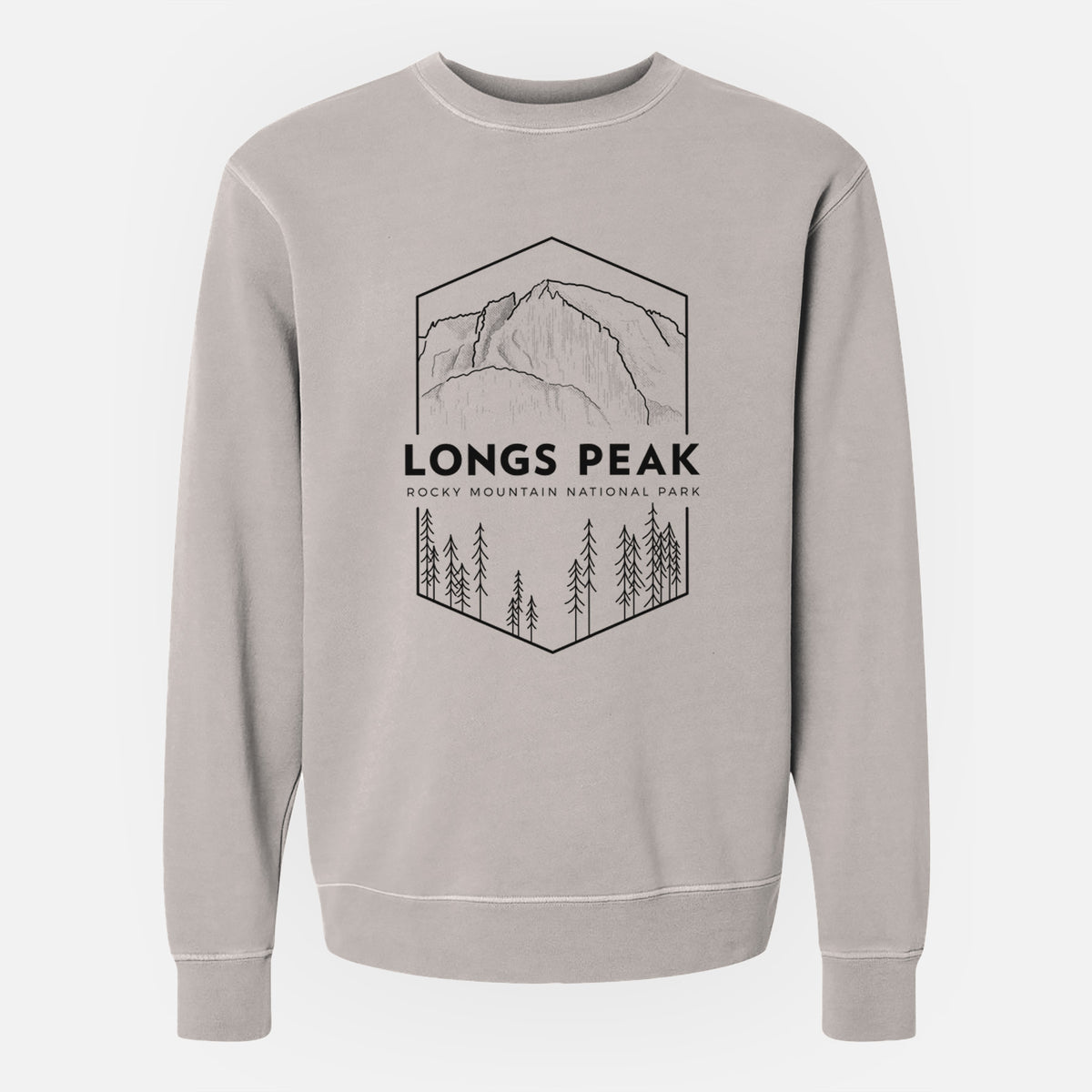 Longs Peak - Rocky Mountain National Park - Unisex Pigment Dyed Crew Sweatshirt