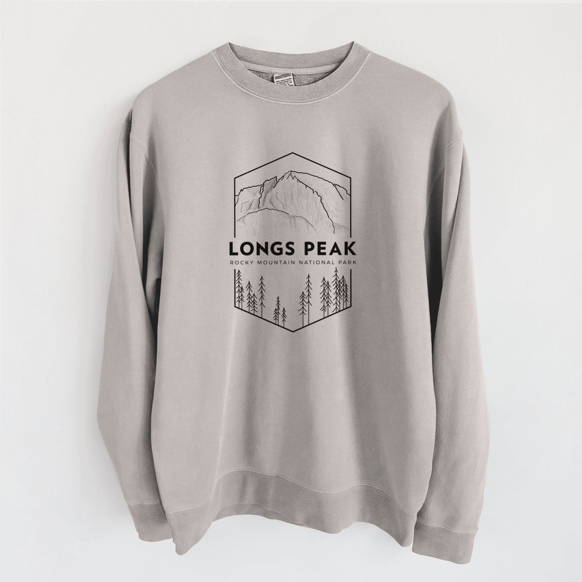 Longs Peak - Rocky Mountain National Park - Unisex Pigment Dyed Crew Sweatshirt