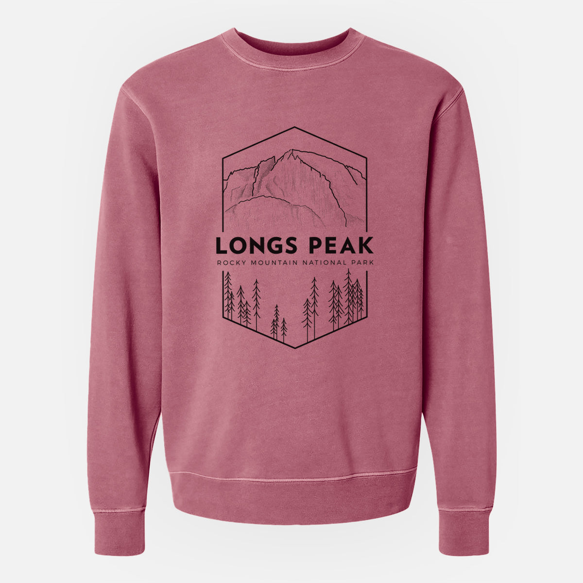 Longs Peak - Rocky Mountain National Park - Unisex Pigment Dyed Crew Sweatshirt