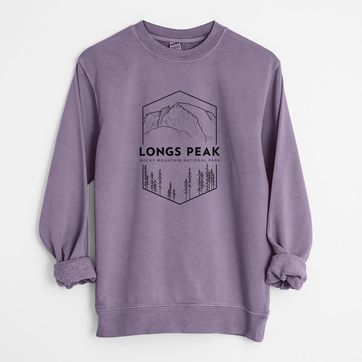 Longs Peak - Rocky Mountain National Park - Unisex Pigment Dyed Crew Sweatshirt