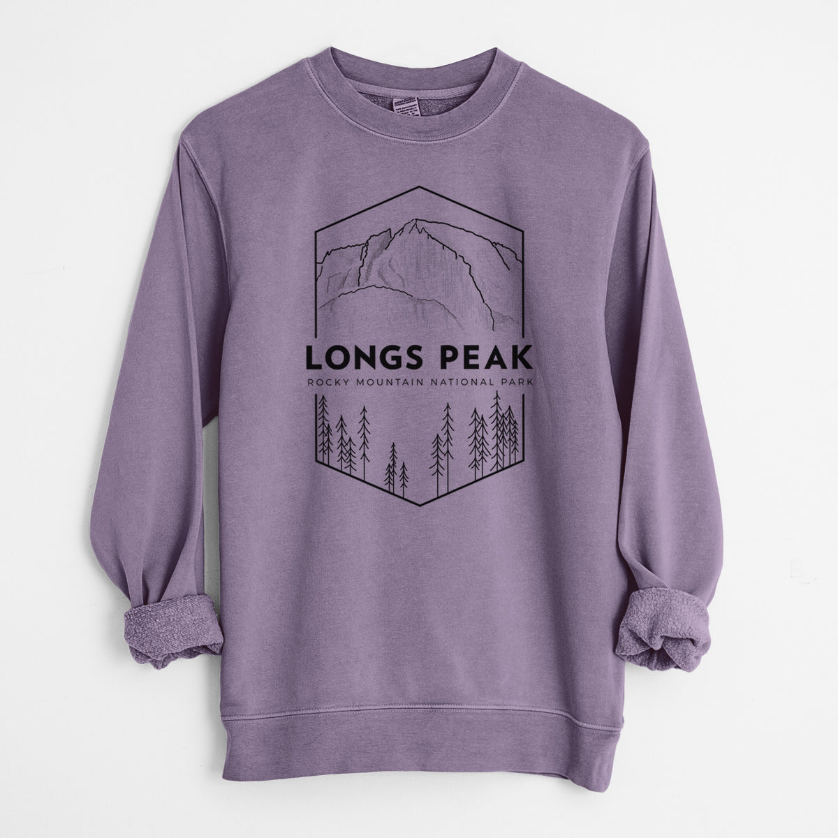 Longs Peak - Rocky Mountain National Park - Unisex Pigment Dyed Crew Sweatshirt