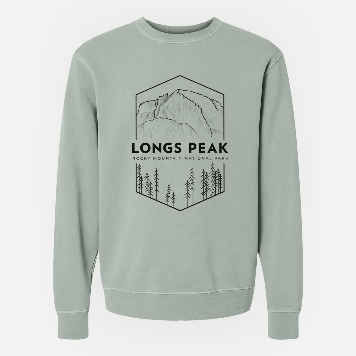 Longs Peak - Rocky Mountain National Park - Unisex Pigment Dyed Crew Sweatshirt