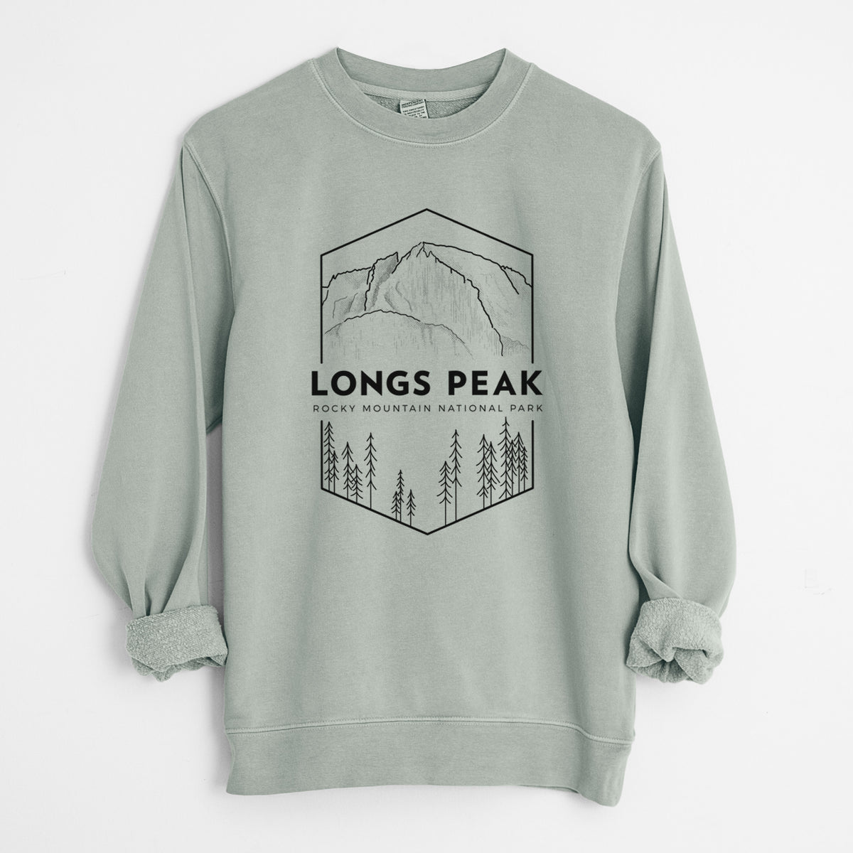 Longs Peak - Rocky Mountain National Park - Unisex Pigment Dyed Crew Sweatshirt