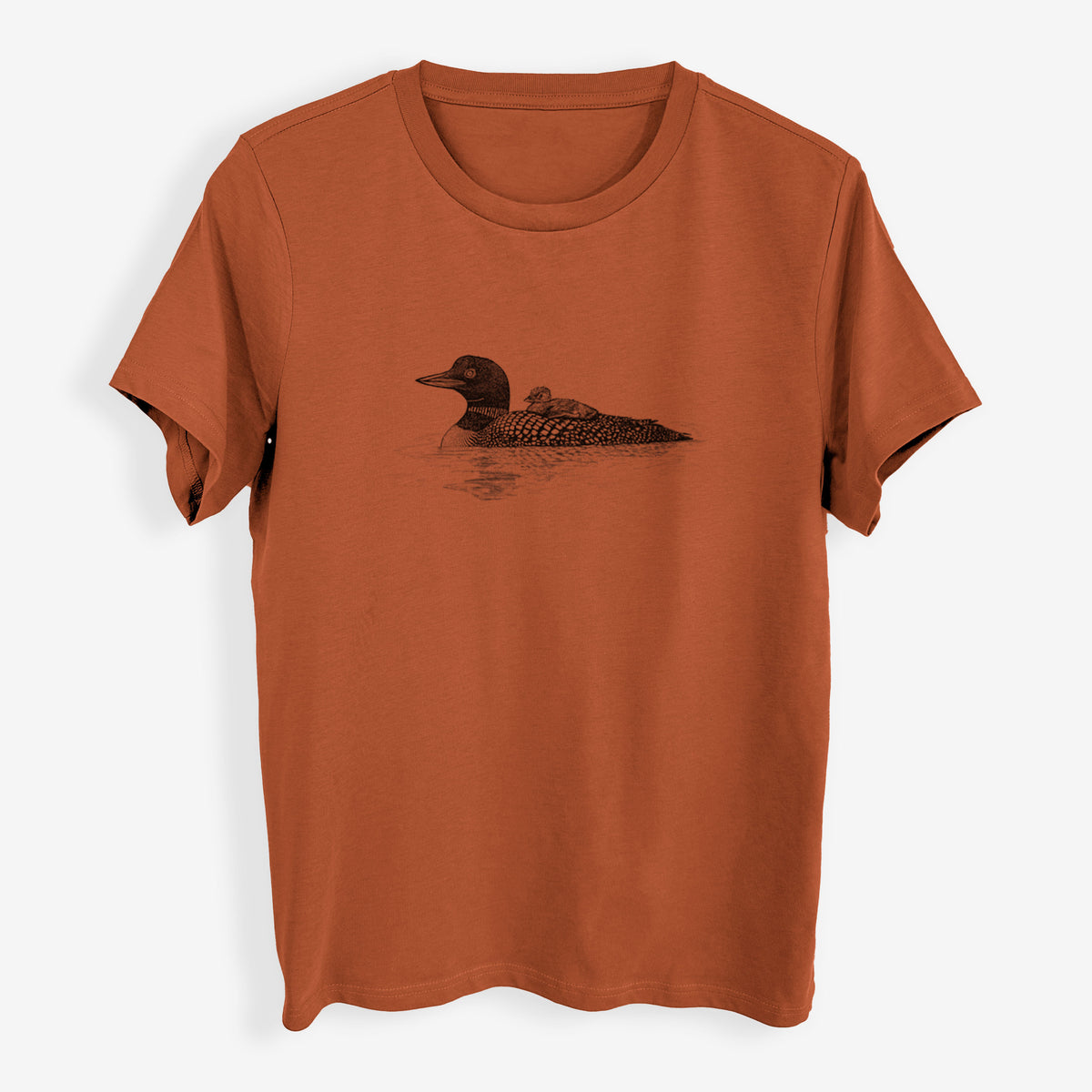 Common Loon with Chick - Gavia immer - Womens Everyday Maple Tee