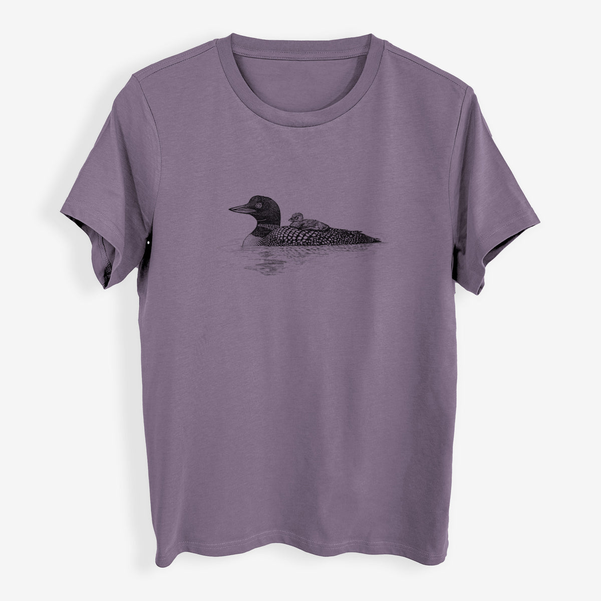 Common Loon with Chick - Gavia immer - Womens Everyday Maple Tee