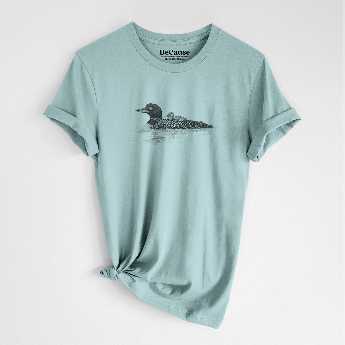 Common Loon with Chick - Gavia immer - Lightweight 100% Cotton Unisex Crewneck