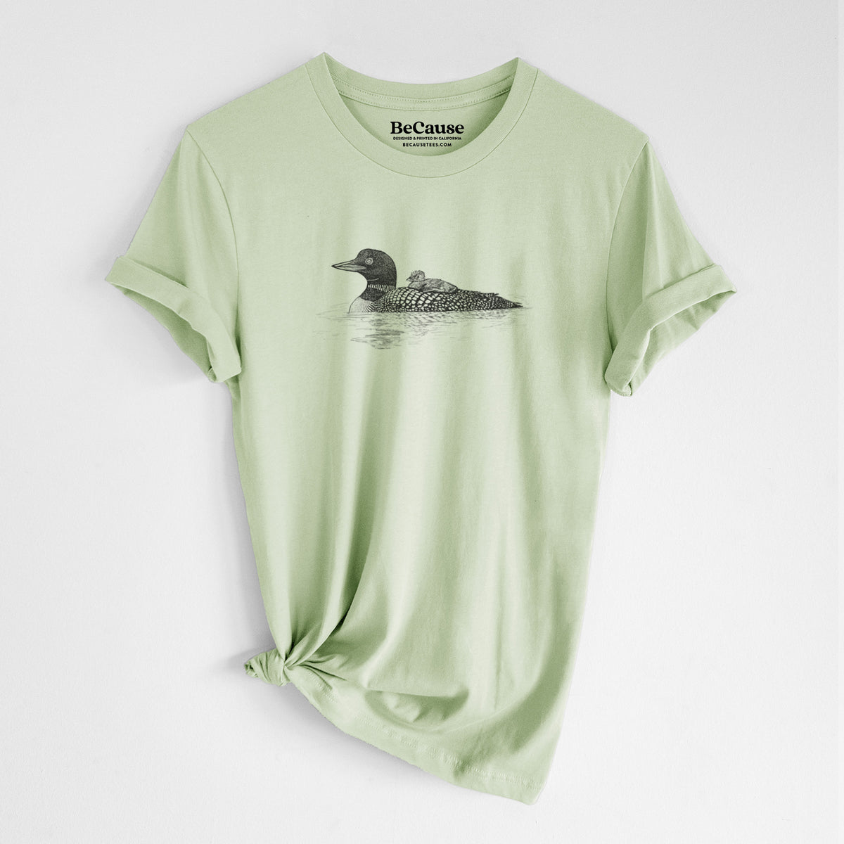 Common Loon with Chick - Gavia immer - Lightweight 100% Cotton Unisex Crewneck