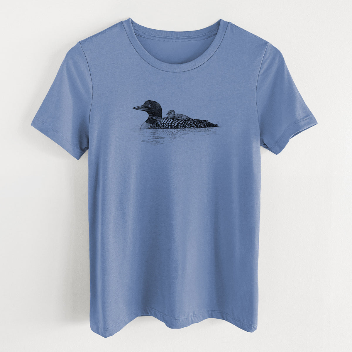 Common Loon with Chick - Gavia immer - Women&#39;s Lightweight Relaxed Fit 100% Cotton Crewneck