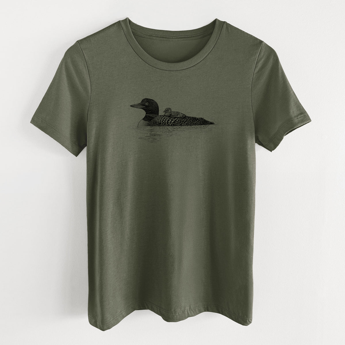 Common Loon with Chick - Gavia immer - Women&#39;s Lightweight Relaxed Fit 100% Cotton Crewneck