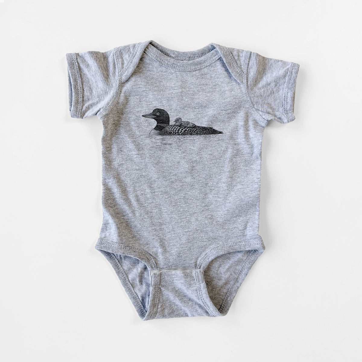 Common Loon with Chick - Gavia immer - Baby Fine Jersey Bodysuit