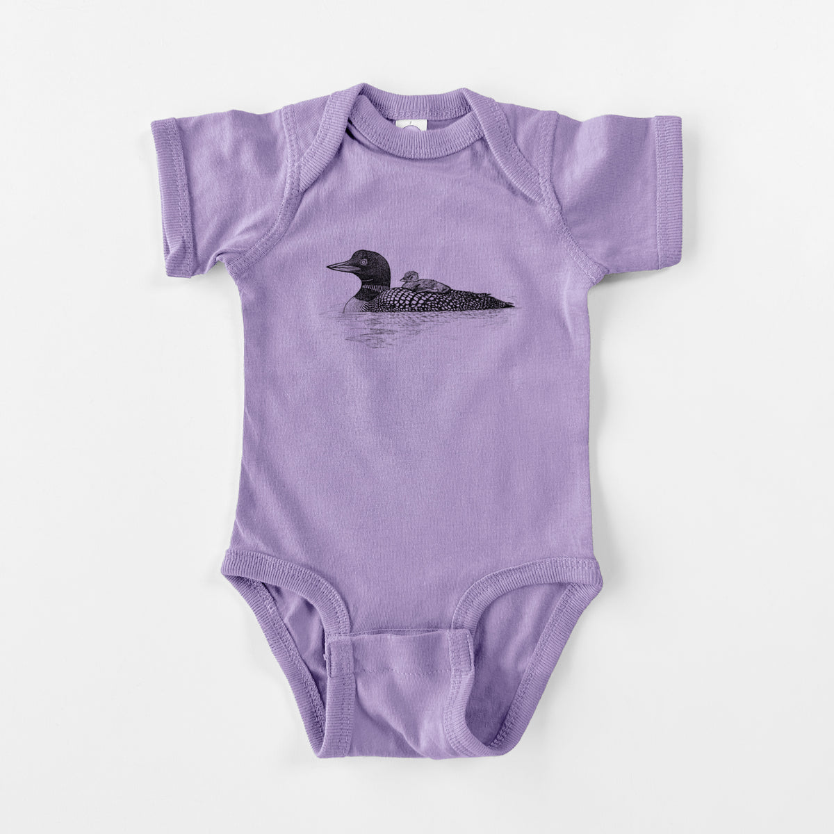 Common Loon with Chick - Gavia immer - Baby Fine Jersey Bodysuit