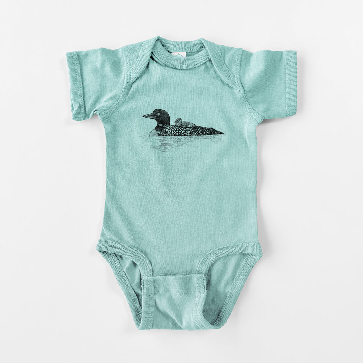 Common Loon with Chick - Gavia immer - Baby Fine Jersey Bodysuit