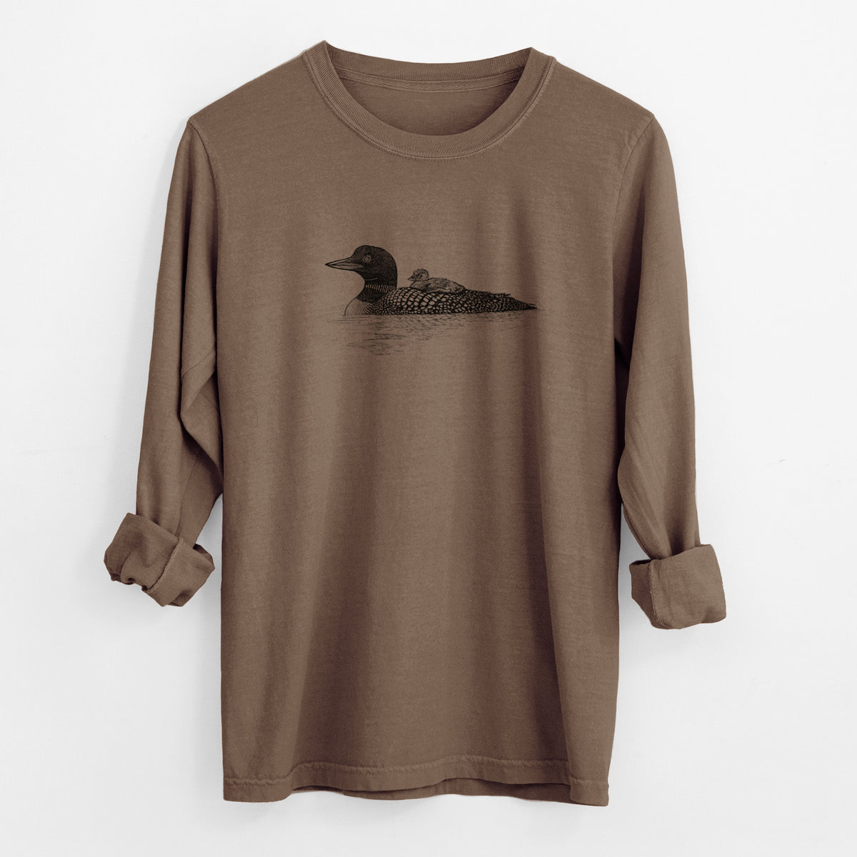 Common Loon with Chick - Gavia immer - Unisex Comfort Colors 100% Cotton Long Sleeve